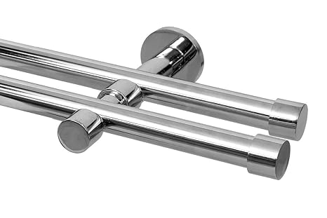 Gardineum 1 x Schraubkappenträger WA 7/12 cm (2-läufig) in Chrom