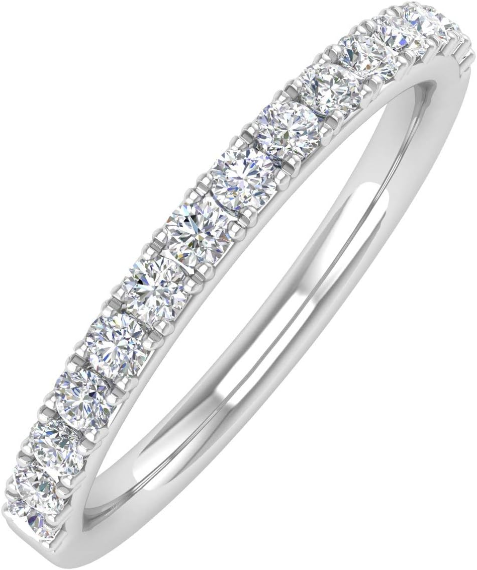 1/10 Carat to 1/3 Carat Diamond Semi-Eternity Wedding Band Ring in 10K White Gold