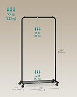 SONGMICS Clothes Rack on Wheels 74 cm Long With Storage Shelf Black HSR130B01 view 6