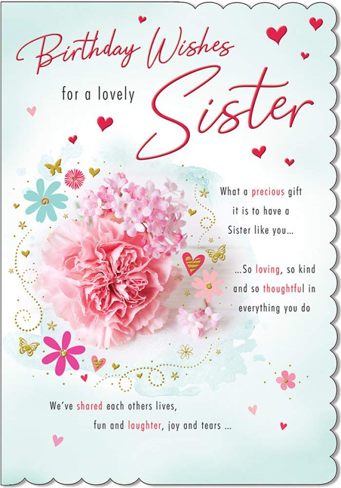 Piccadilly Greetings Piccadilly Greetings A20202 Traditional Birthday Card Sister - 9 x 6 inches, red
