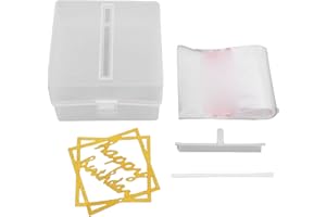 Nurnesy Birthday Money Box, Cash Pull Box with 20 Transparent Gifts Bags Happy Birthday Cake Topper Kit with Happy Card and C