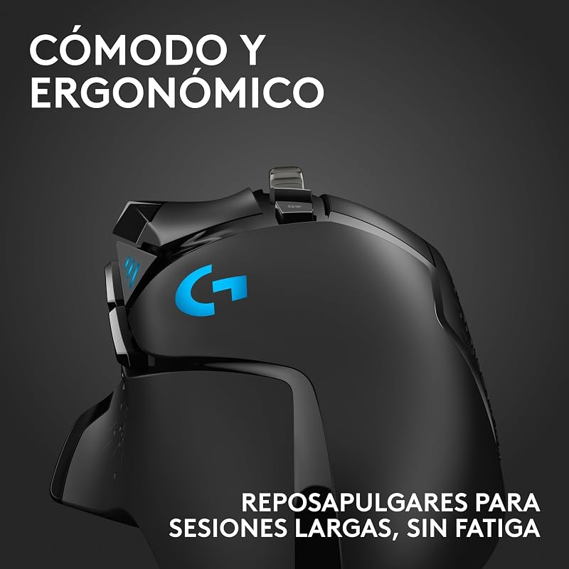 Logitech g502 hero, mouse para jogos com fio de alto desempenho, captura hero 25k, 25.600 dpi, rgb, peso personalizável, 11 botões programáveis, memória integrada, pc/mac - preto