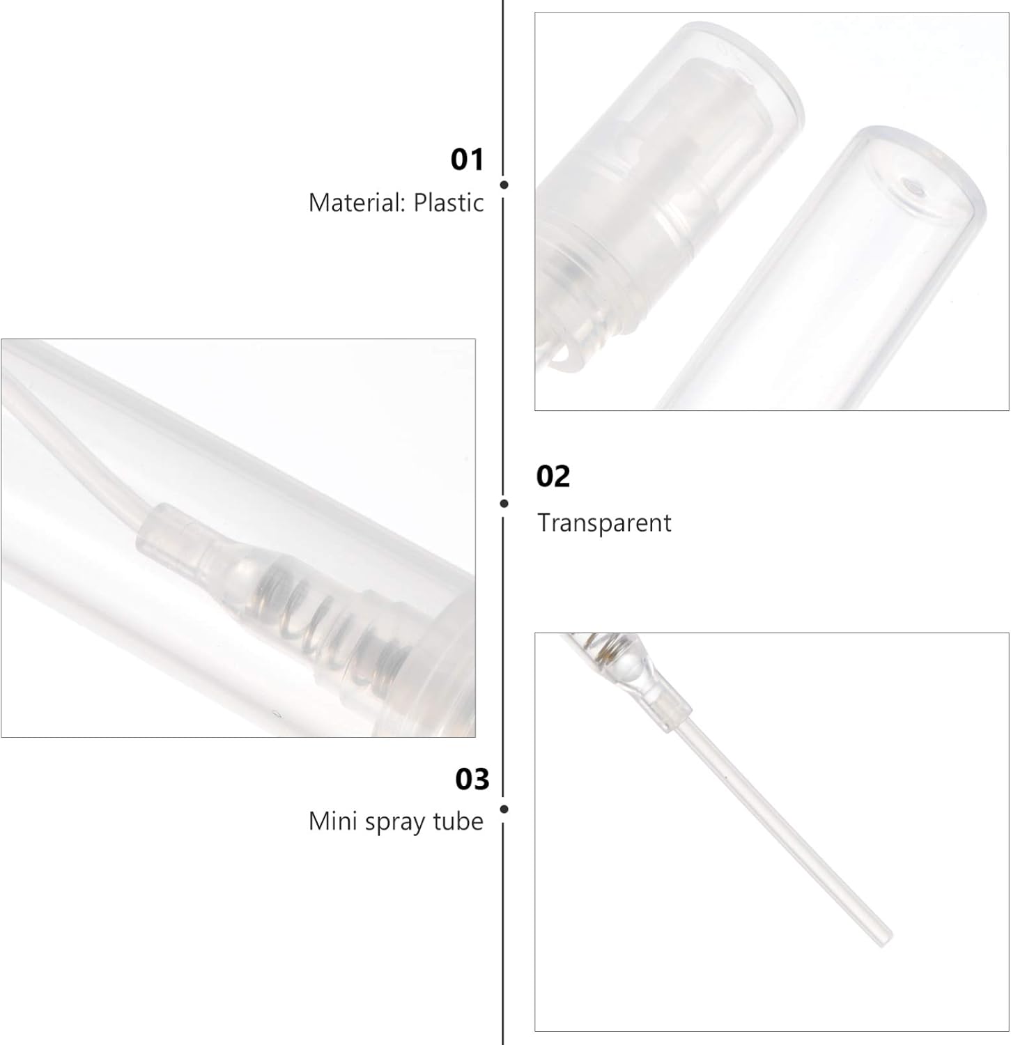 Lurrose 60pcs 3ml Mini Plastic Spray Bottles Clear Empty Mist Refillable Empty Bottles for Cleaning Perfume Essential Oils Travel - Image 4