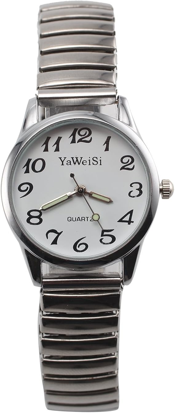 PetHot Wrist Watches Expandable Stretch Band Strap Big Numbers Dial