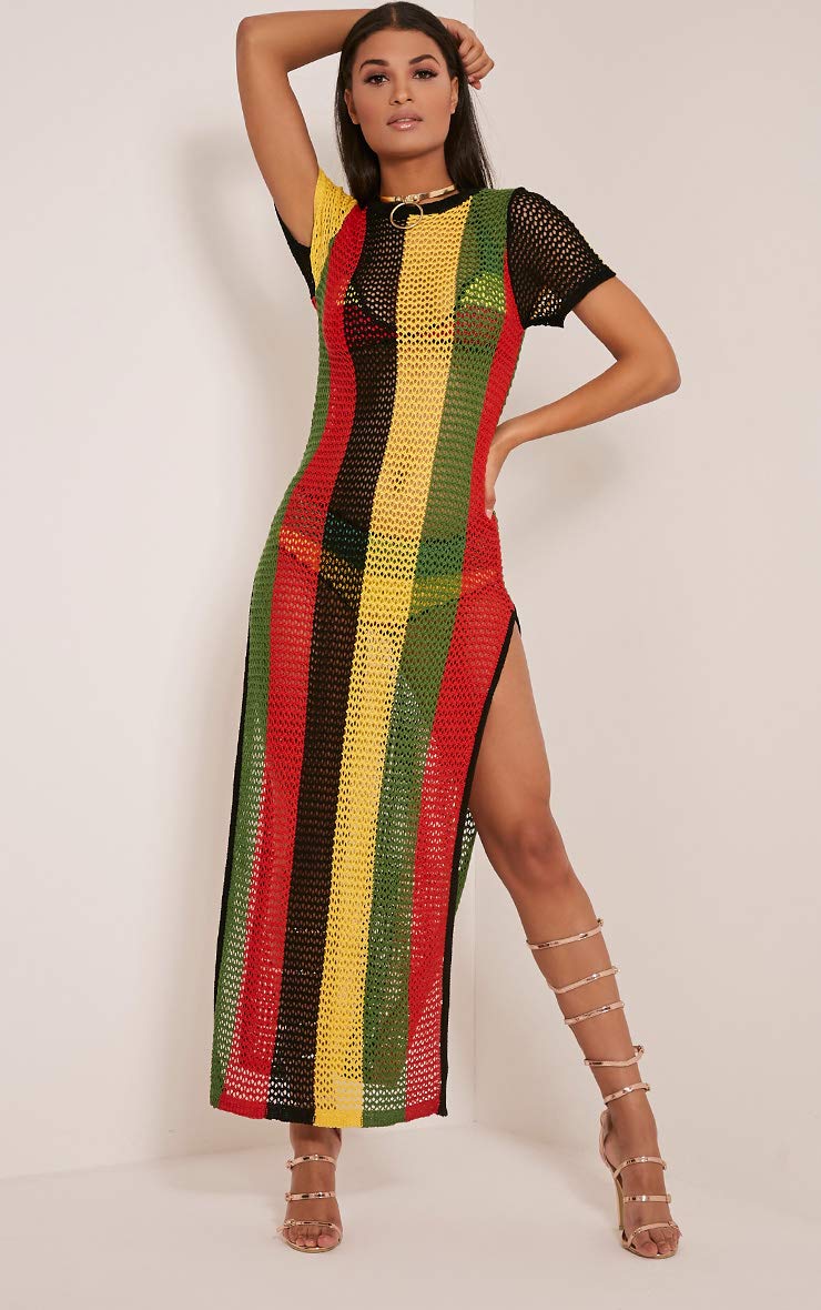 red yellow green mesh dress