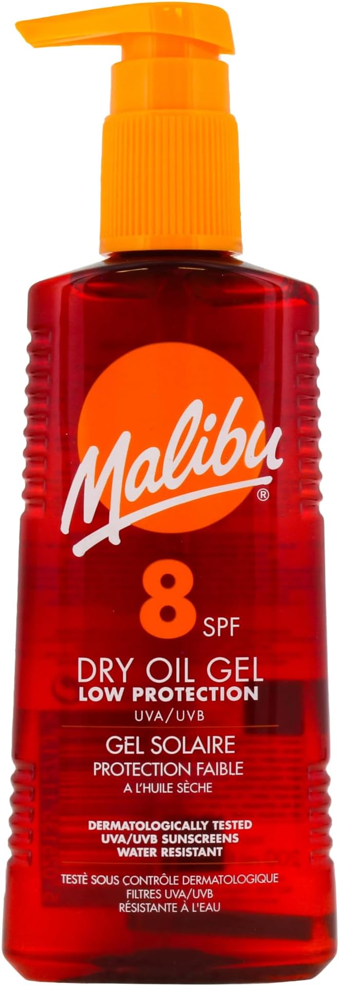 Malibu Sun SPF 8 Dry Oil Gel Non-Greasy Tanning Water Resistant 200ml