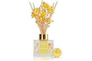 DEXIANG Reed Diffuser Set - 3.38 fl oz Lemon Verbena Premium Scented Oil with Preserved Baby's Breath & Cotton 6 Sticks | Long-Lasting Aromatherapy for Home, Bedroom, Bathroom, Office Home Decor