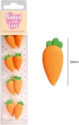 Baked with Love Carrot Sugar Decorations 12 pcs Orange Edible Royal Icing view 3