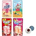 Korean Covenienve Store Drink Pouch Sampler Set - 5 PACK 10 PACK (grape, strawberry, blue lemonade, peach ice tea, shine muscat) + dalgaru yakgwa mirror (2024 SUMMER ADE 4 PACK)