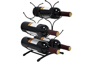 Table Top Wine Rack - Small Metal, Iron Can Hold 6 Bottles, Kitchen Bar Wine Cabinet (Dark Brown)