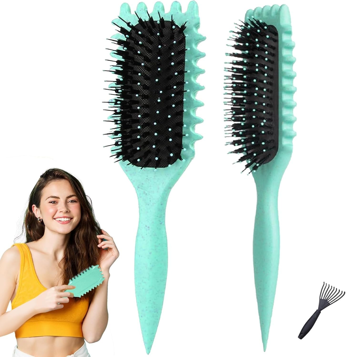 Curl Defining Brush for Curly and Wavy Hair - Detangling, Combing, Shaping and Defining Styling Tool for Women and Men