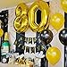 Sterling James Co. 80th Birthday Party Pack - Black & Gold Happy Birthday Bunting, Poms, and Swirls Pack- Birthday Decorations - 80th Birthday Party Supplies