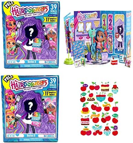 Hairdorables Series 3 Dolls (2 Pack) Bundle + Scratch N Sniff Cherry Stickers!