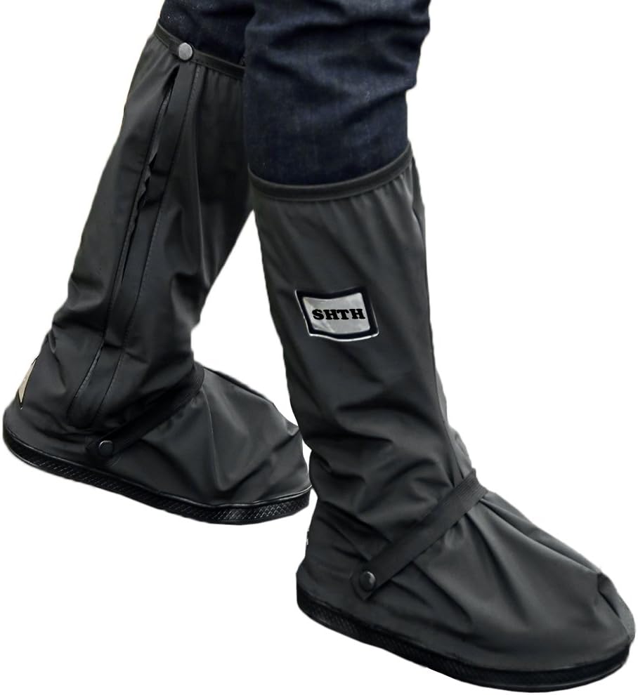 1 pair of raincoats waterproofing shoe, SHTH flat raining overalls shoe overcoats slip resistant raincoats protected from moisture, snow and mud