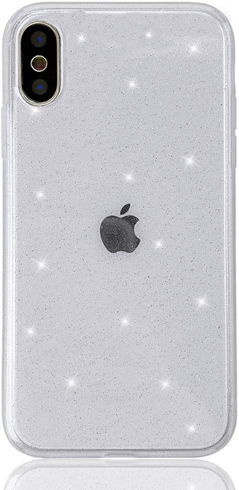 HUIYCUU Case for iPhone Xs Max Case Clear Glitter, Soft Cute Slim Sparkle Bling Design Pattern [Drop Protection Shockproof] Bumper Girl Women Cover Compatible with iPhone Xs Max, Crystal Matte