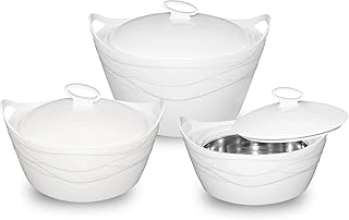 BEM | Thermoschüssel 3er Set mit Deckel | Warmhalten | Isolierschuessel für Essen, Grillgut, Grillfleisch | Thermobox aus Edelstahl | Warmhaltebehaelter | Thermotopf auch für unterwegs | Schüssel