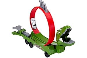 Wmqbjta Lot de 5 rampe de voiture de course flexible - Rotation à 360 degrés - Jouet interactif portable - Dinosaure