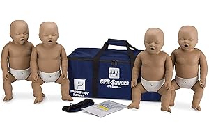 CPR Savers Prestan Professional Infant CPR Training Manikin with 2019 AHA Feedback Monitor, Dark Skin, 4-Pack, PP-IM-400M-DS