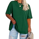 Fisoew Women's Plus Size T Shirts Oversized Tees Summer Half Sleeve Crew Neck Tunic Tops