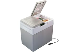 Koolatron Electric Portable Cooler Plug in 12V Car Cooler/Warmer, 33 qt (31 L),No Ice Thermo Electric Portable Fridge for Camping, Travel Road Trips Trucking with 12 Volt DC Power Cord, Gray/White.