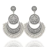 Q&Q Fashion Ethnic Bali Jhumka Jhumki Etched Lotus Mexico Gypsy Dangle Earrings