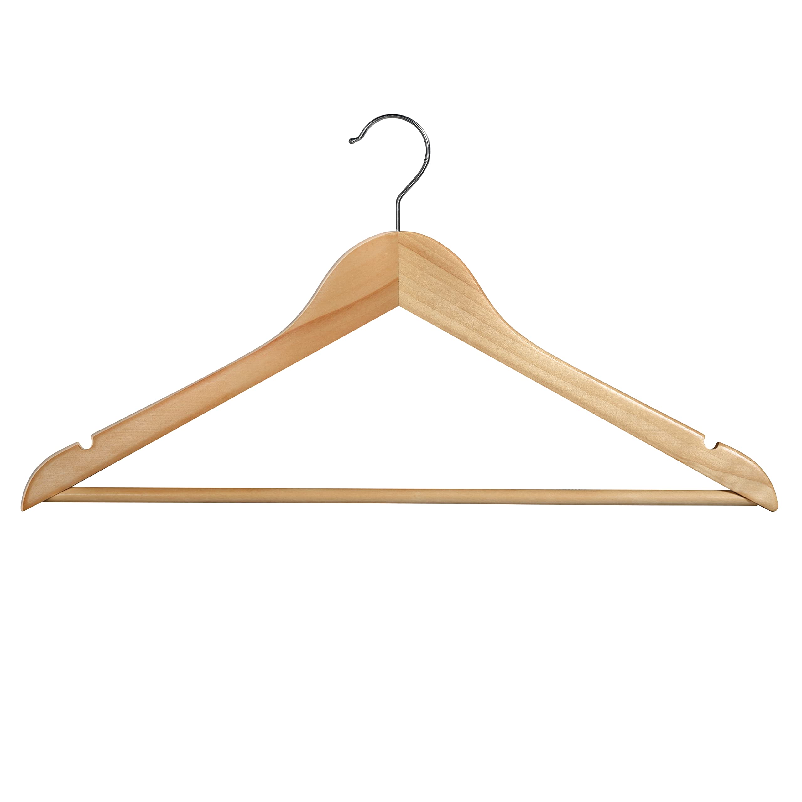 Ribelli Kleiderbügel Holz, 50 Stück, Anzugbügel Jackenbügel mit 360 Grad drehbarem Haken & runder Hosenstange & Schulterkerben, Holzbügel Bügel Geeignet für Mantel, Jacke, Anzug, Hosen, Hemden 6