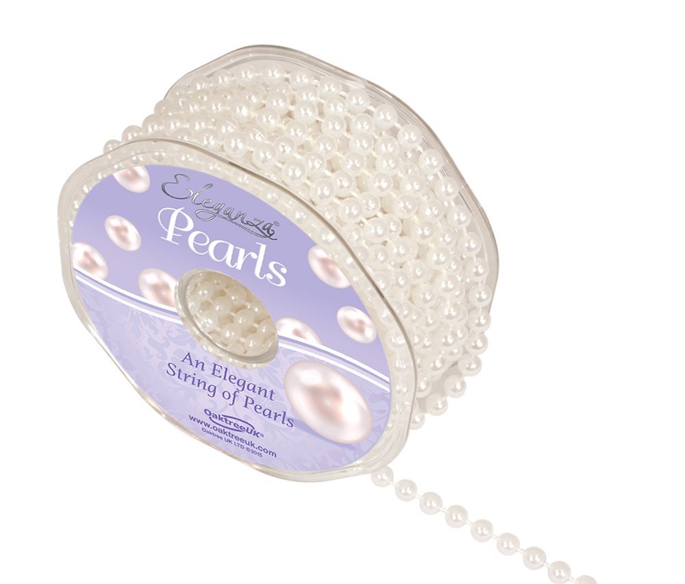 Eleganza Pearl Bead String 6mm x 10m White No. 1, 0.3x0.3x1.05 cm