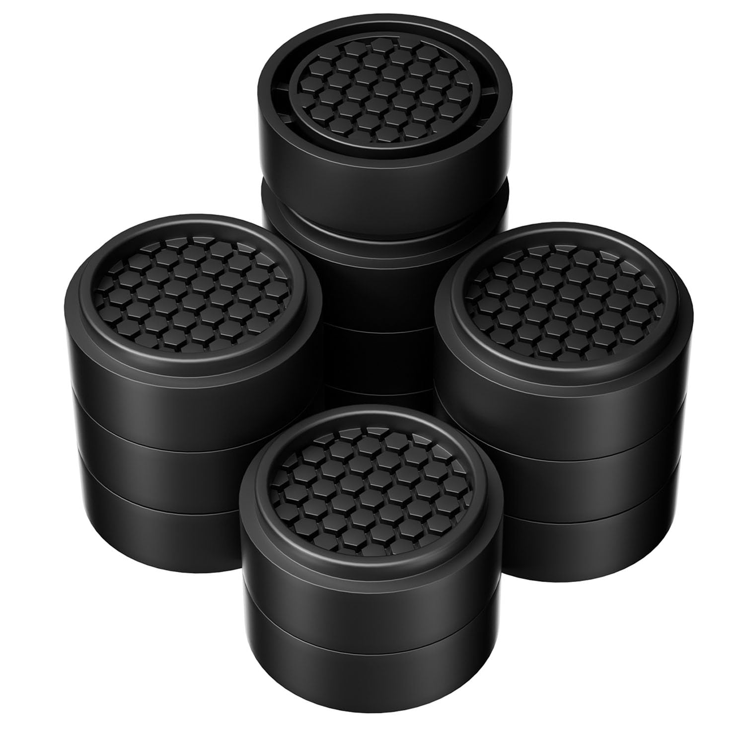 RCHYFEED 12 Pack Adjustable Furniture Risers 1 inch Round, Bed Risers Heavy Duty Anti Slip Rubber, Stackable Washing Machine Riser Creates an Additional 1", 2" or 3" Sofa, Table, Desk, Chair Raisers