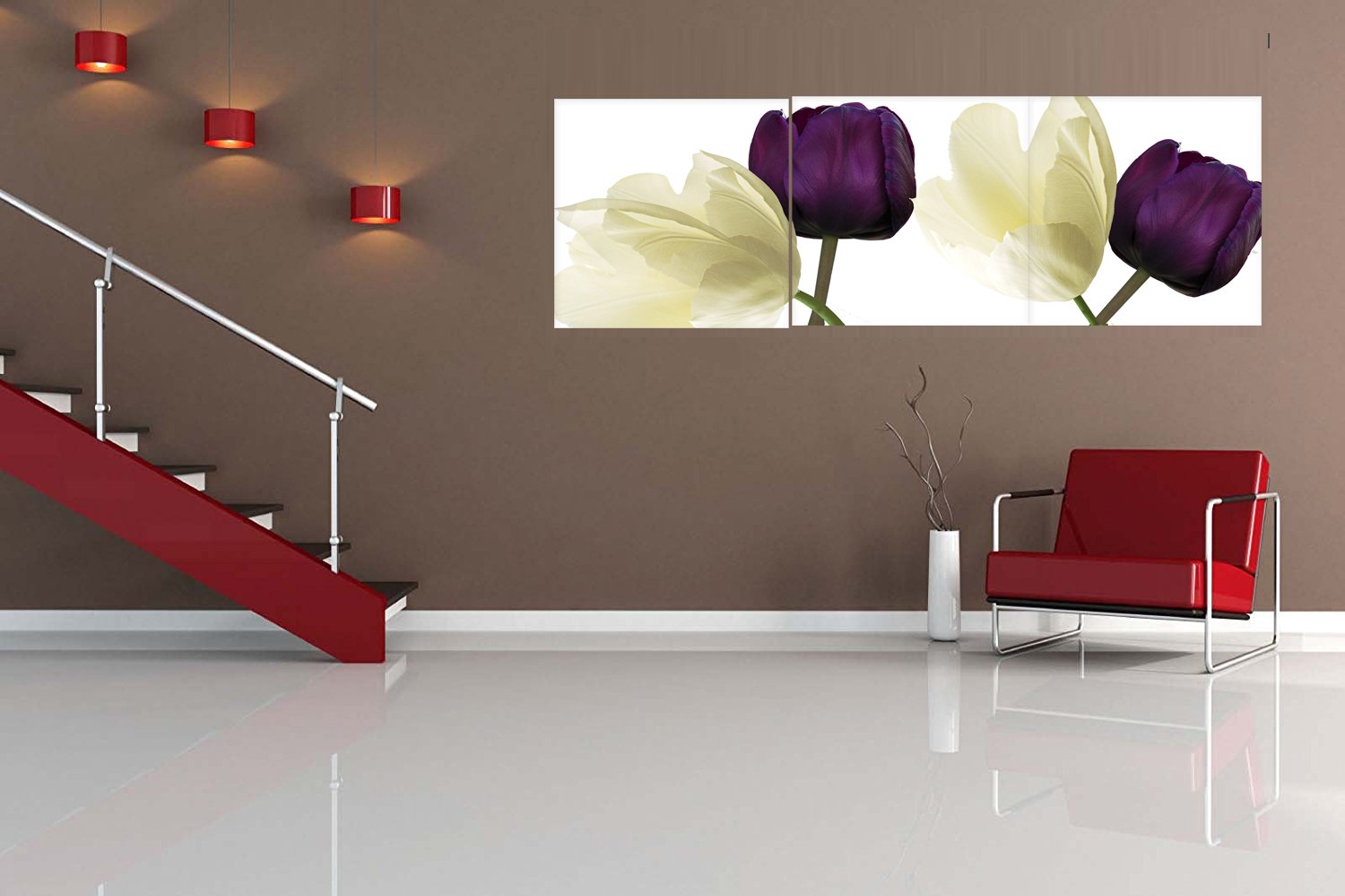 Canvas Wall Art 3 Panels Purple Yellow Flowers Floral Canvas Print Picture for Kitchen Living Room Home Decorations Framed Ready to Hang