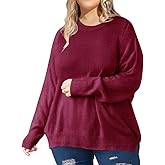 RITERA Plus Size Sweater for Women Pullover Crewneck Knit Side Split Sweatershirt Winter Casual Basic Oversize XL-5XL