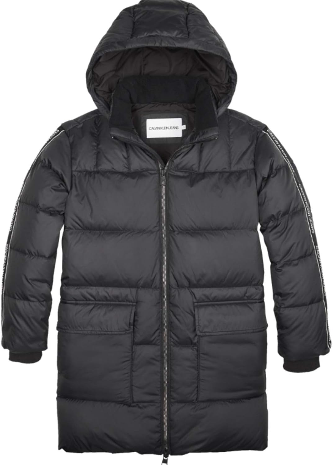Calvin Klein IB0IB00252 Boys Winter Jacket Long Shape Down Logo Tape