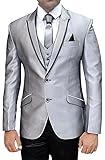 INMONARCH Mens Silver Polyester 6 pc Tuxedo Suit TX11263