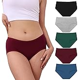 R RUXIA Women's Hipster Panties Viscose Bamboo Soft Stretch Underwear 5 Pack