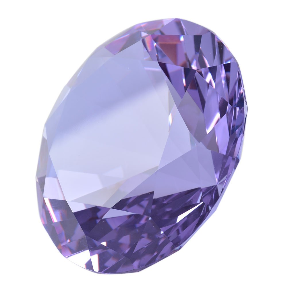 LONGWIN 100mm Diameter Crystal Faceted Diamond Paperweight Wedding Favor Home Decor (Purple)