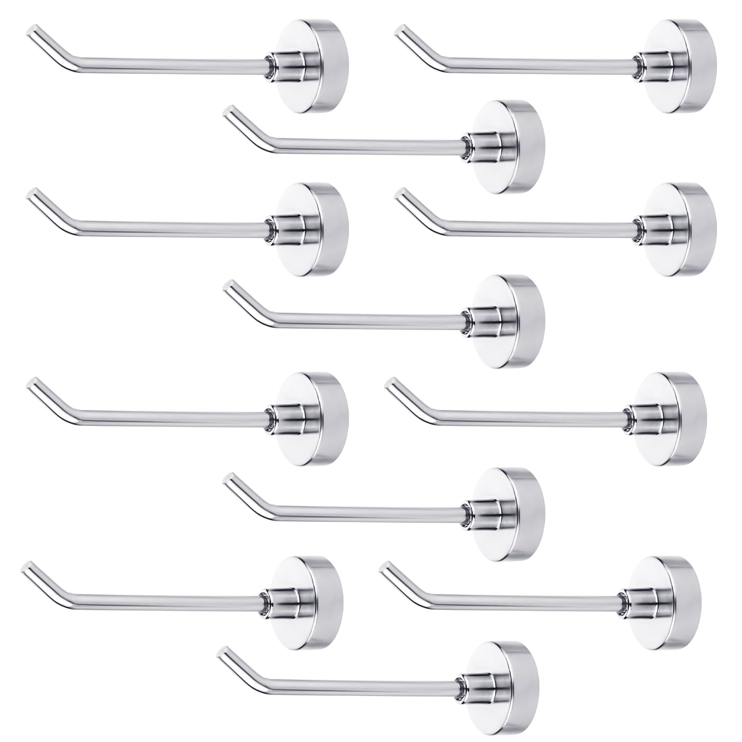 XIHIRCD 12pcs Magnetic Hooks, 1.7 lbs Heavy Duty Magnet Storage Hooks for Hanging 3in Long Detachable Magnets Hangers for Cruise Cabins Towel Grill Fridge Kitchen Garage Workplace (Silver)