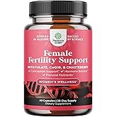 Female Fertility Supplement with Prenatal Multivitamins - Fertility Support with Prenatal Choline Inositol Folate Chasteberry and CoQ10 Fertility Blend for Women to Promote Conception - 60 Count