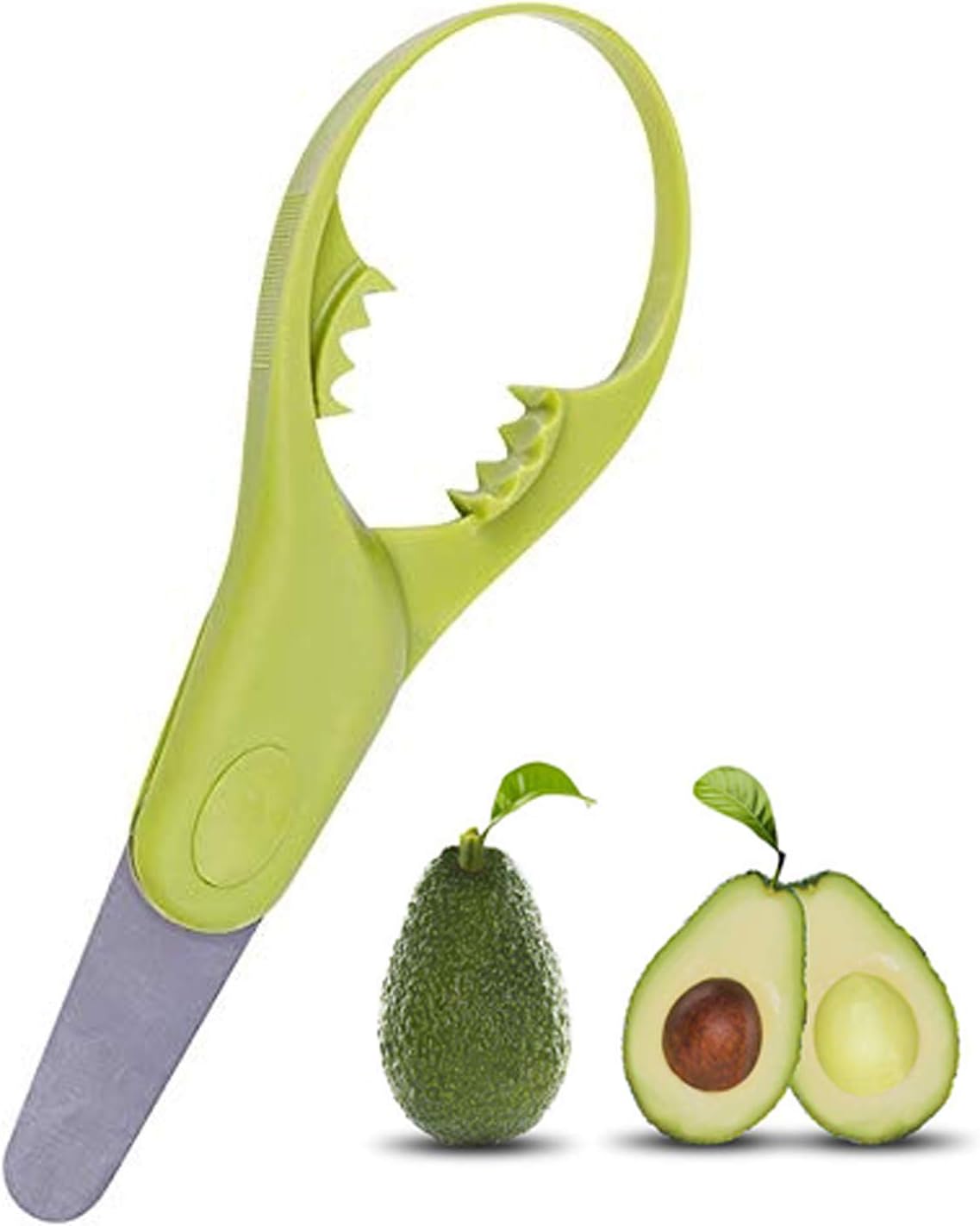 Avocado Slicer,Avocado Tool 3in1 Avocado Slicer Kamizen Stainless Steel Safety Blade for All Sizes of Avocado and Multifunction Fruit Cutter,Green-Slicer 9.2"x3.3"x0.8" Men, Women and Children(1-Pack)