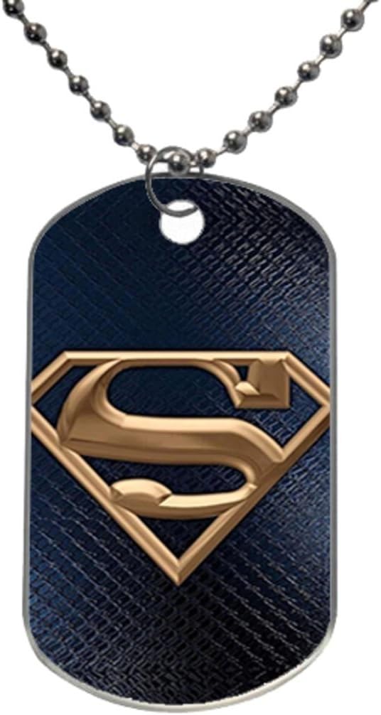 Superman Gold Logo Image Custom Personalized Aluminum Dog Pet Tag,Comes with 30" inches beads chain