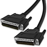 XANHAM DB25 25 Pin 3.3 Feet(1 Meter) Two Row Straight Through Serial Cable, Double Shielded(Metal Braiding&amp;AL-foil), Male to Male, Black, SC920S07MM