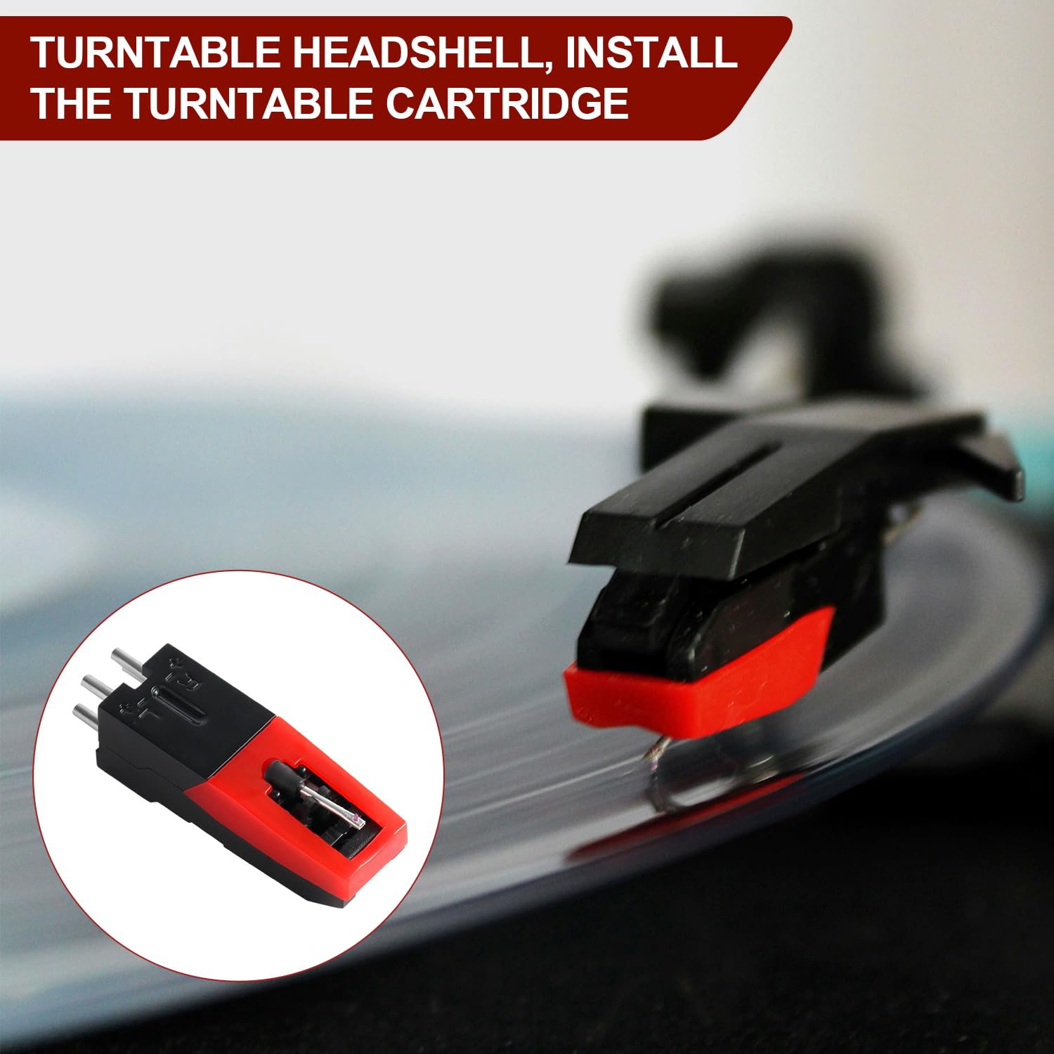 2pcs Universal Record Player Cartridge, Turntable Cartridges for Vinyl Records Diamond Stylus Needle Turntable Needle Record Player Needle for LP Phonograph, Victrola, ION, Crosley