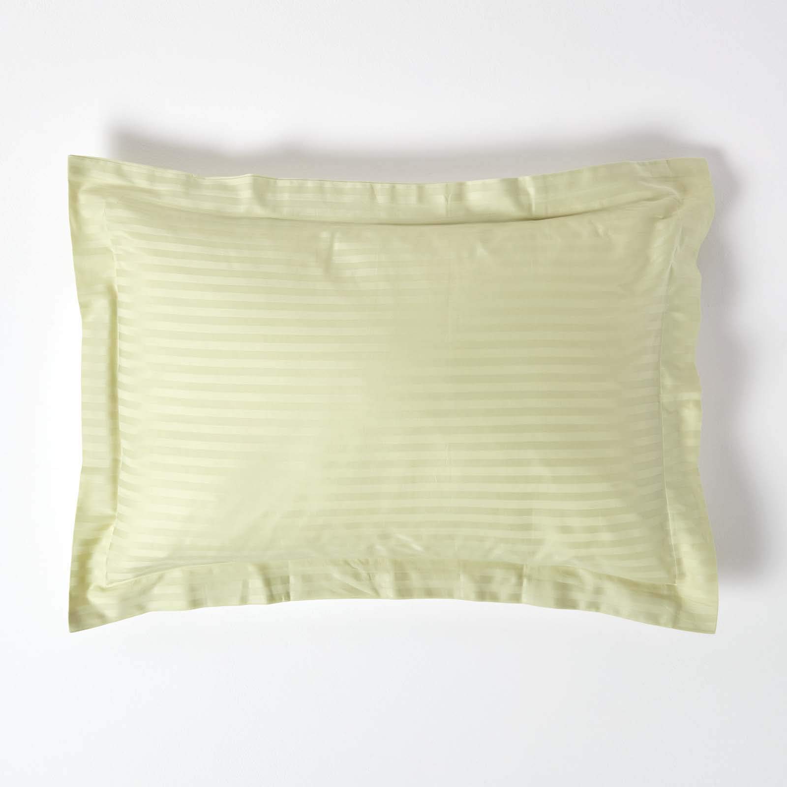 HOMESCAPES Sage Green Pure Egyptian Cotton Oxford Pillowcase Standard Size 330 TC 500 Thread Count Percale Equivalent Satin Stripe Pillow Case โ image 1