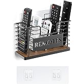 GIGIFTREE Remote Control Holder, 5-Slot TV Remote Holder Wall Mount, Universal Remote Caddy Large Size Design for Wall Table Living Room Bedroom, Easy Installation, Brown