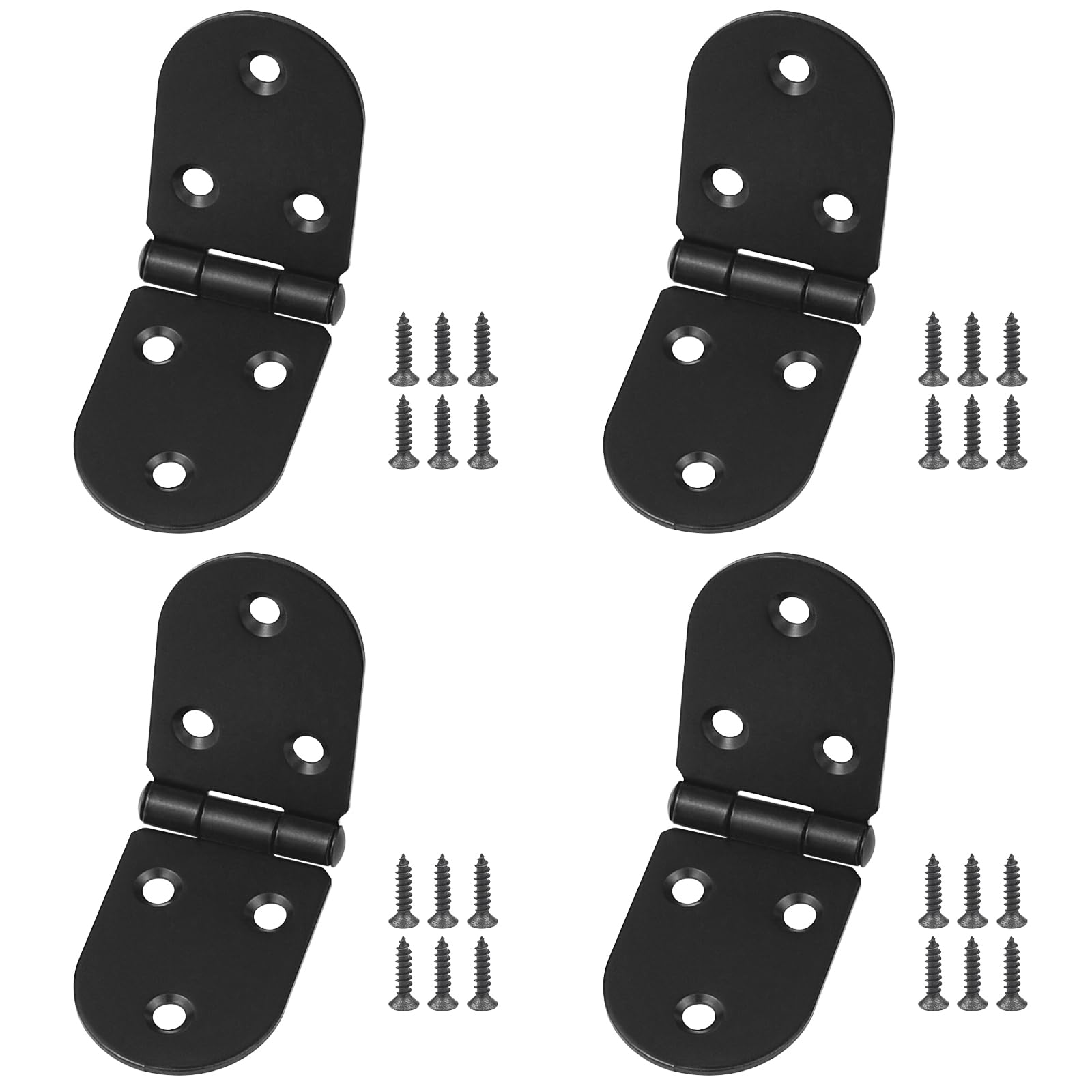 JJWNMLL Hinges 4 pcs - Semicircle Hinge for Wood Black Door Hinges with 26 pcs Hinge Screws for Home Furniture Hardware Cabinet Closet Door Drawer Wood Box