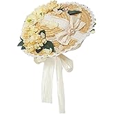 COSDREAMER Girls Women Tea Party Sun Hat Lace Ribbons Straw Hats Small