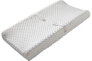 QUENESS Baby Changing Pad Cover, Super Soft Plush Dot Diaper Changing Table Covers for Baby Girls and Boys, Ultra Comfortable, Diaper Changing Cloths for Babies, Fit 32"/34'' x 16" Pad (White)