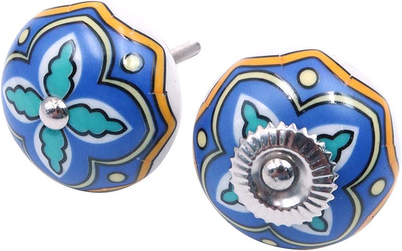 Namvo Modern European Wind Knobs Floral Hand Painted Ceramic Ball Shape Cupboard Wardrobe Cabinet Drawer Door Handles Pulls Knob Pack of 10 - Image 5