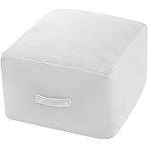 MeMoreCool Square Stuffed Pouf Ottoman Foot Rest, Floor Pouf Foot Stool with Foam Chunk Filling, Soft Stuffed Ottoman Footres