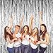 Zealor Foil Fringe Curtains, 4 Pack Metallic Fringe Curtains Shimmer Curtain Backdrop for Parties Birthday Wedding Decorations 3.28ft* 8.2ft (Silver)