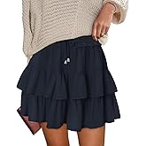 onlypuff Flowy Shorts for Women Ruffle Skorts Tiered Teen Girls Country Concert Outfits Golf Tennis Skort Under Sweater Skirt