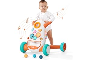 KUB KÜB Montessori Baby Walker - Interactive Push Toy for Toddlers Learning to Walk with Soft Music & Lights, Adjustable Speed & Non-Slip Wheels, Educational Activity Center